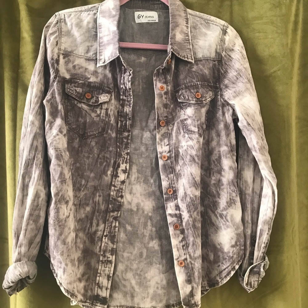 Distressed button down